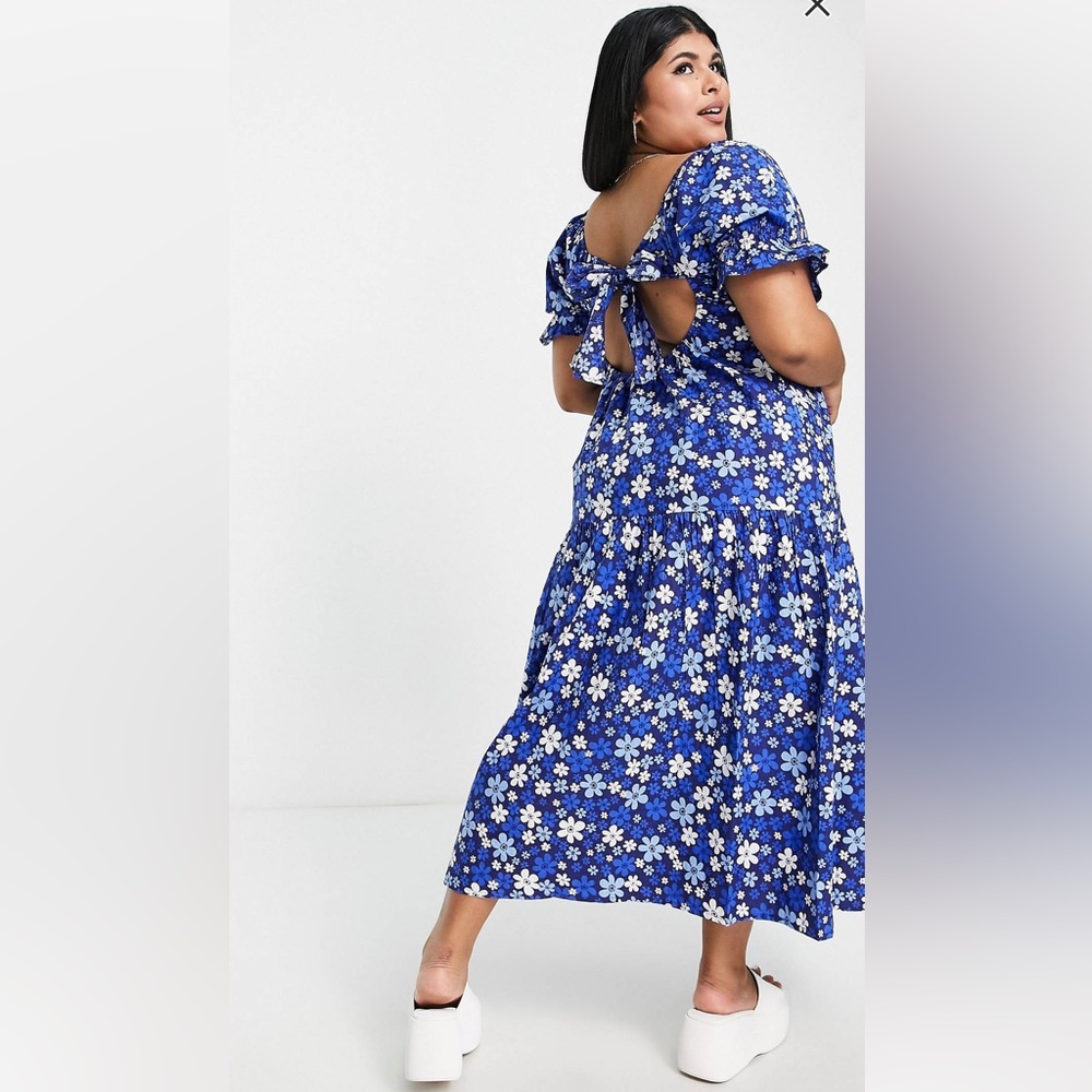 ASOS PLUS PUFF SLEEVE DRESS 💙🦋💙 - Picture 3 of 8